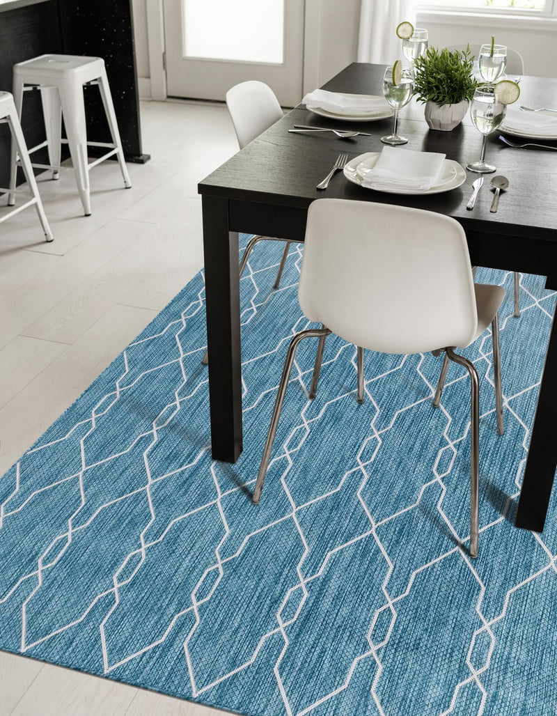 Garden Lattice Oasis Collection Area Rug -  Gazebo Rectangle Light Aqua  lifestyle 49