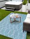 Garden Lattice Oasis Collection Area Rug -  Gazebo Rectangle Light Aqua  lifestyle 56