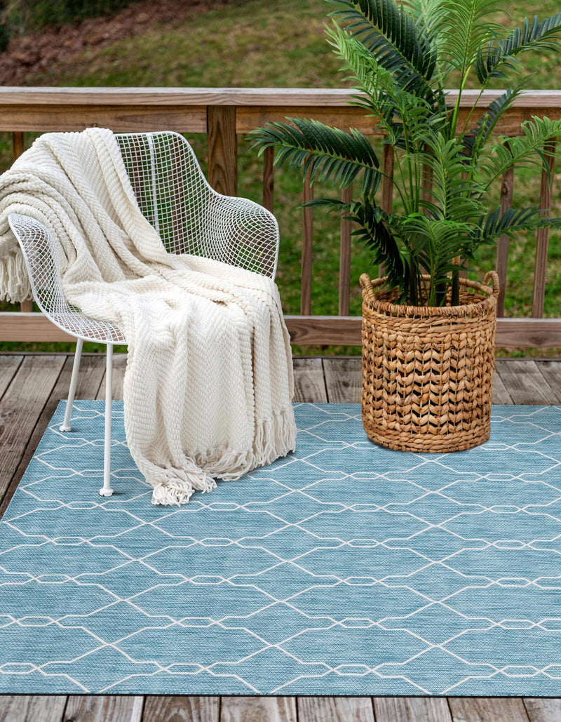Garden Lattice Oasis Collection Area Rug -  Gazebo Rectangle Light Aqua  lifestyle 70