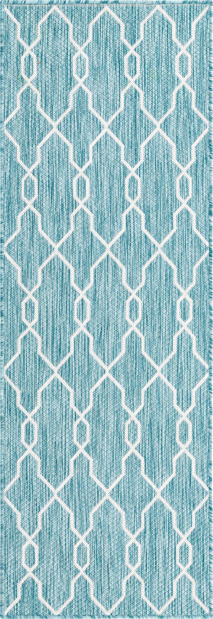 Savannah Pergola Collection Area Rug -  Gazebo Runner Light Aqua  lifestyle 112