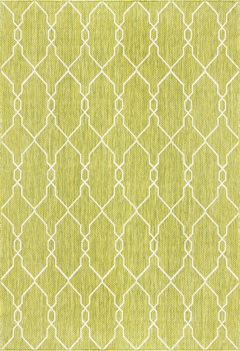 Garden Lattice Oasis Collection Area Rug -  Gazebo Rectangle Green Main