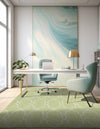 Garden Lattice Oasis Collection Area Rug -  Gazebo Rectangle Green  lifestyle 3