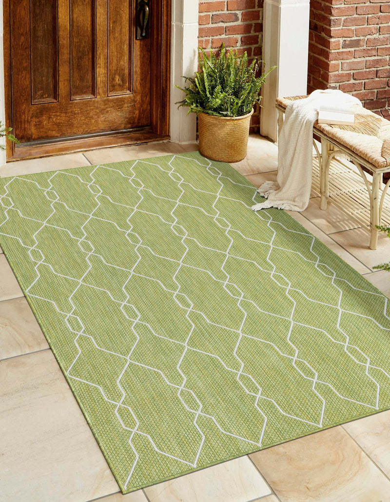 Garden Lattice Oasis Collection Area Rug -  Gazebo Rectangle Green  lifestyle 9