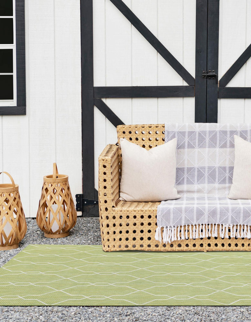 Garden Lattice Oasis Collection Area Rug -  Gazebo Rectangle Green  lifestyle 17