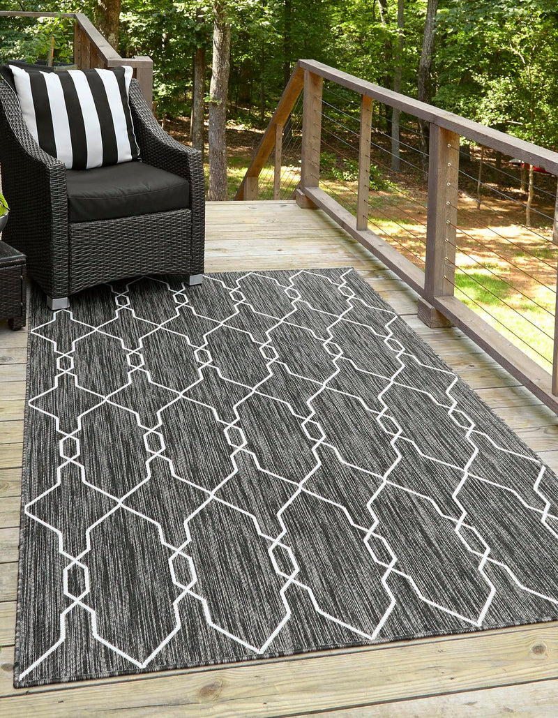 Garden Lattice Oasis Collection Area Rug -  Gazebo Rectangle Charcoal  lifestyle 0