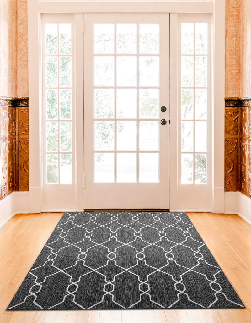Garden Lattice Oasis Collection Area Rug -  Gazebo Rectangle Charcoal  lifestyle 3