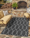 Garden Lattice Oasis Collection Area Rug -  Gazebo Rectangle Charcoal  lifestyle 5