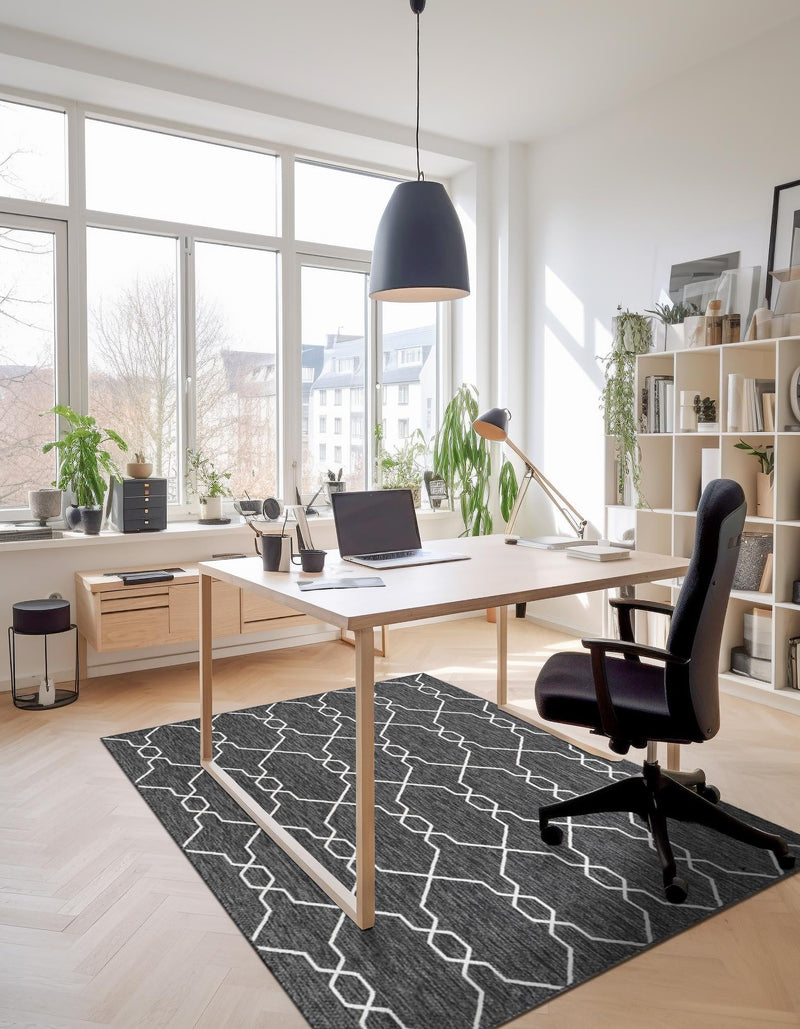 Garden Lattice Oasis Collection Area Rug -  Gazebo Rectangle Charcoal  lifestyle 6