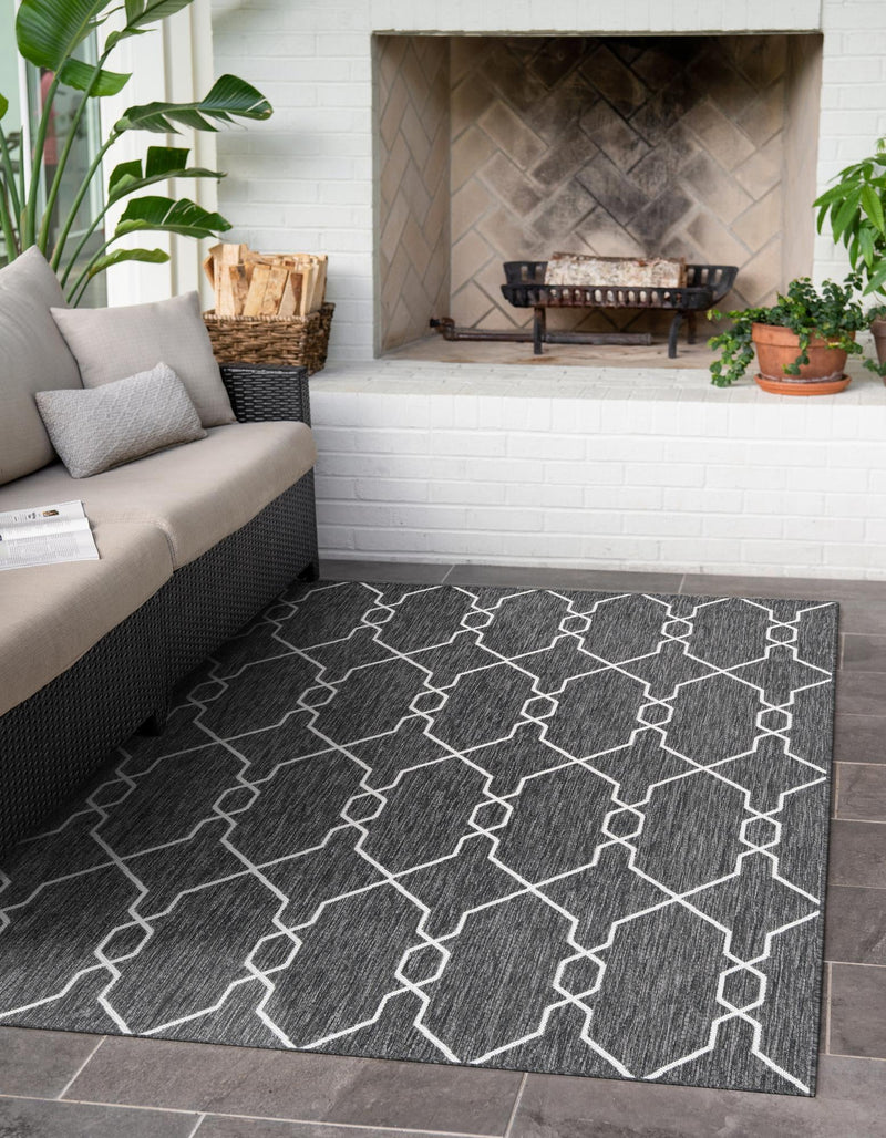 Garden Lattice Oasis Collection Area Rug -  Gazebo Rectangle Charcoal  lifestyle 8