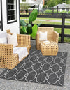 Garden Lattice Oasis Collection Area Rug -  Gazebo Rectangle Charcoal  lifestyle 14