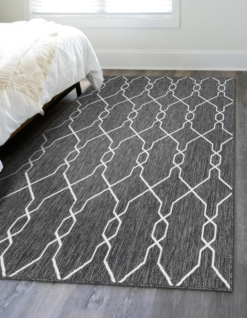 Garden Lattice Oasis Collection Area Rug -  Gazebo Rectangle Charcoal  lifestyle 17