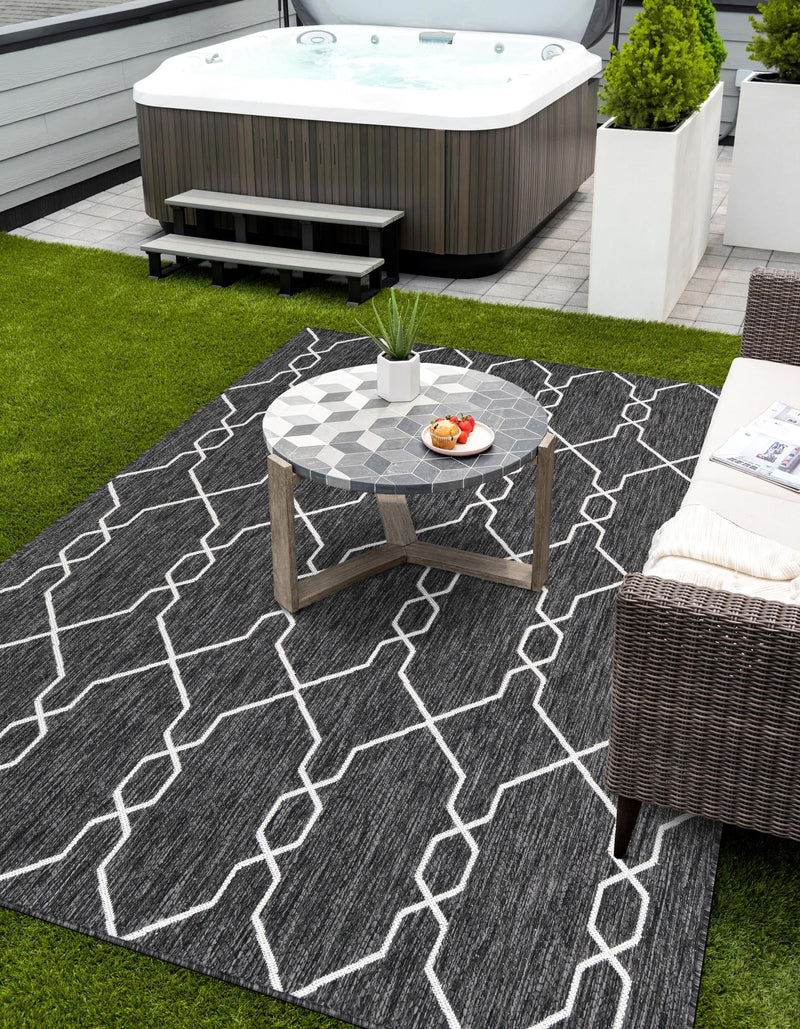 Garden Lattice Oasis Collection Area Rug -  Gazebo Rectangle Charcoal  lifestyle 20