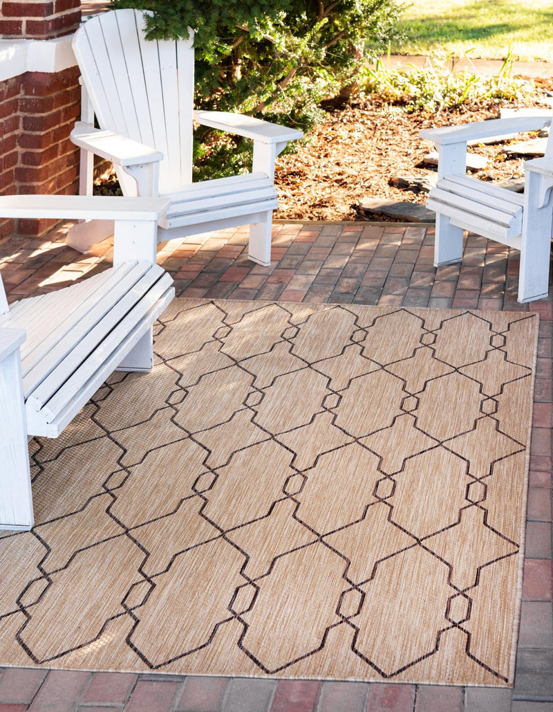 Garden Lattice Oasis Collection Area Rug -  Gazebo Rectangle Natural  lifestyle 0