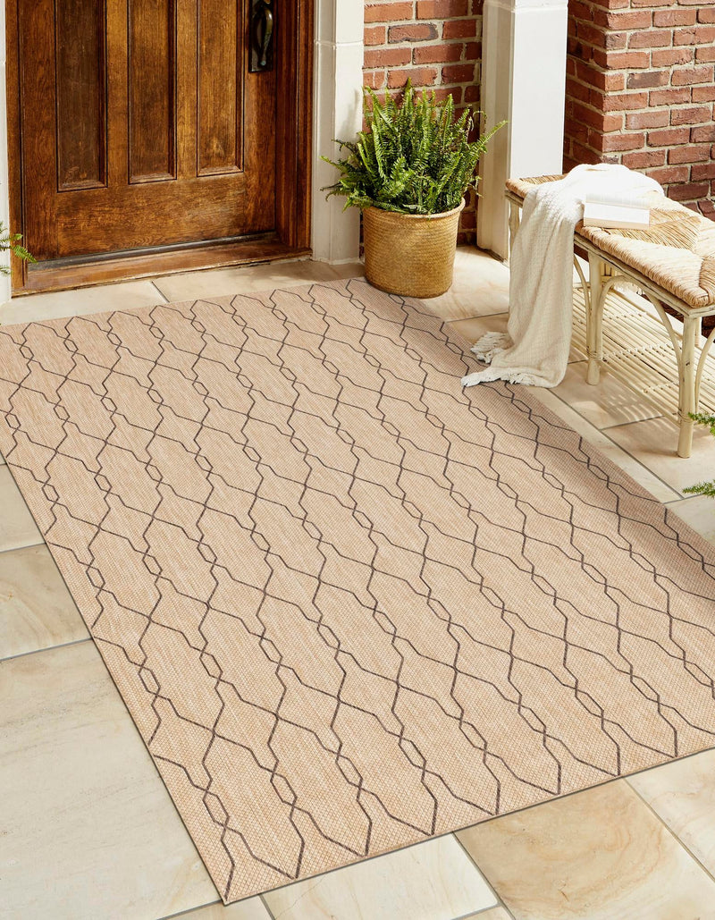 Garden Lattice Oasis Collection Area Rug -  Gazebo Rectangle Natural  lifestyle 4