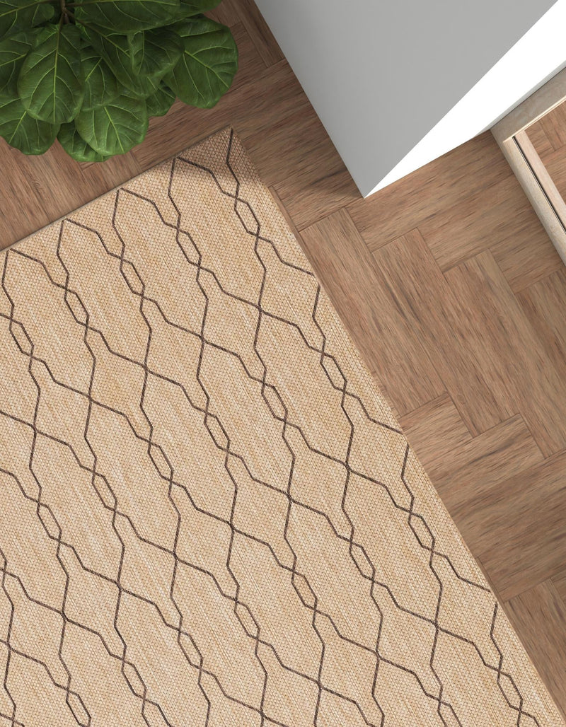 Garden Lattice Oasis Collection Area Rug -  Gazebo Rectangle Natural  lifestyle 6