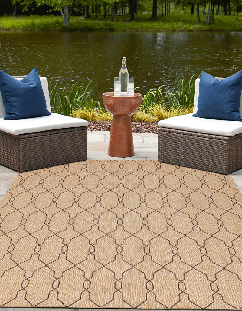 Garden Lattice Oasis Collection Area Rug -  Gazebo Rectangle Natural  lifestyle 8