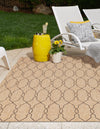 Garden Lattice Oasis Collection Area Rug -  Gazebo Rectangle Natural  lifestyle 12