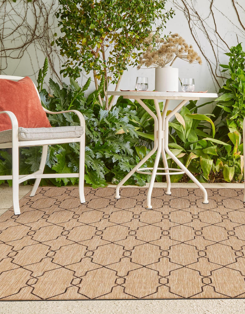 Garden Lattice Oasis Collection Area Rug -  Gazebo Rectangle Natural  lifestyle 16