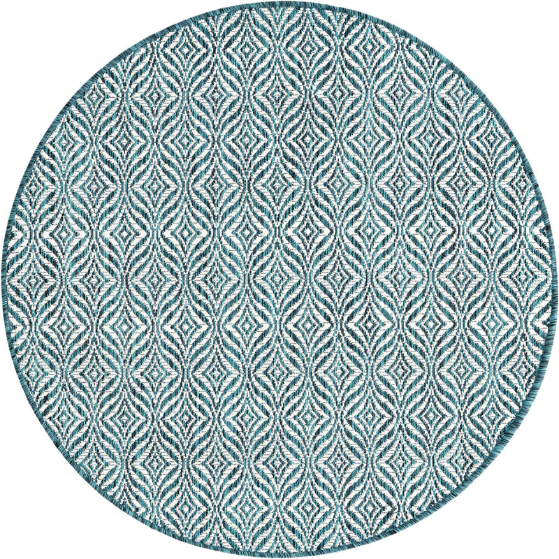 Savannah Pergola Collection Area Rug -  Terrace Round Teal  lifestyle 92