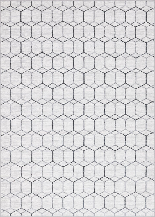 Garden Maze Retreat Collection Area Rug - Hedgegrove Rectangle White Main