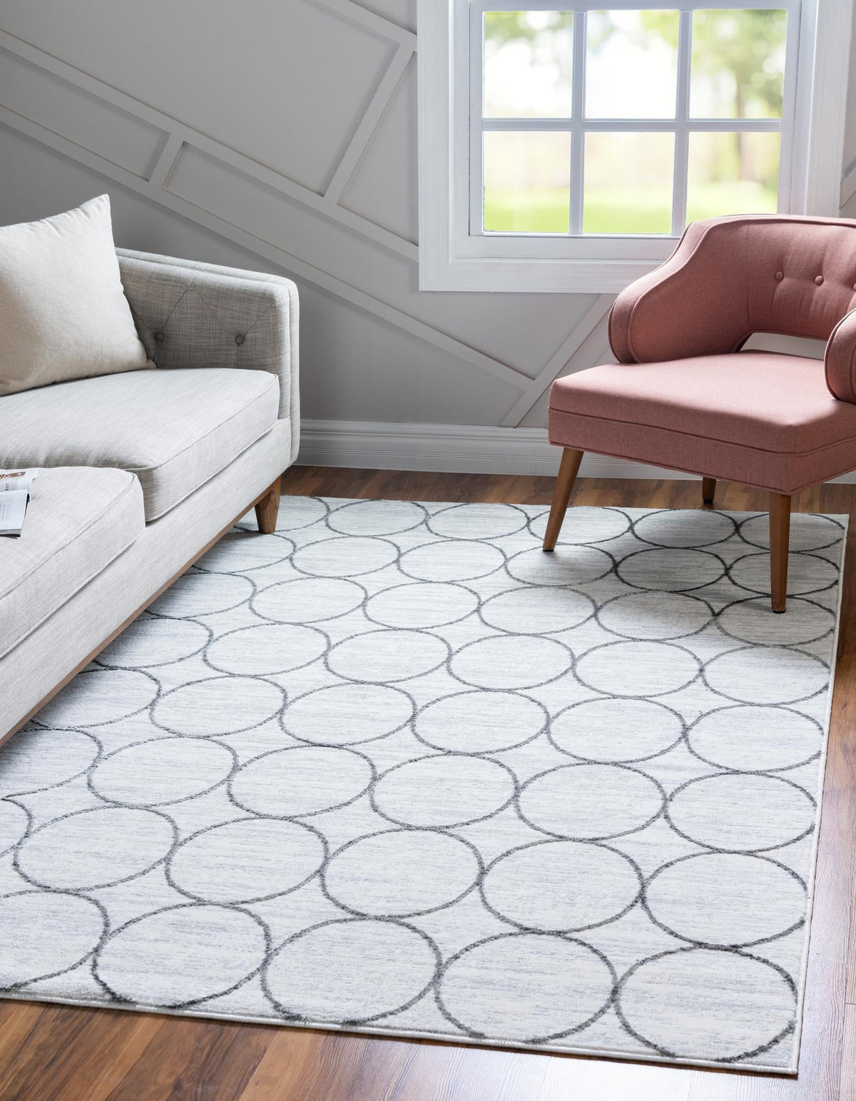 Garden Maze Retreat Collection Area Rug -  Ivyhaven Rectangle White  lifestyle 5