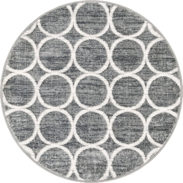 Garden Maze Retreat Collection Area Rug -  Ivyhaven Round Gray  lifestyle 58