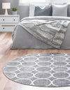 Garden Maze Retreat Collection Area Rug -  Ivyhaven Round Gray  lifestyle 90