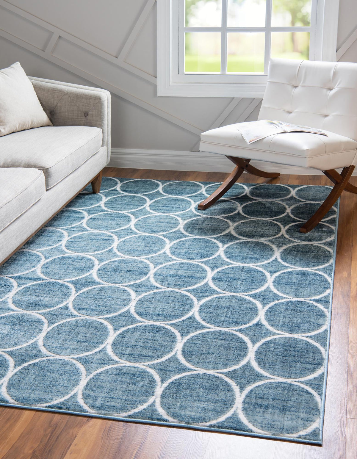 Garden Maze Retreat Collection Area Rug -  Ivyhaven Rectangle Blue  lifestyle 4
