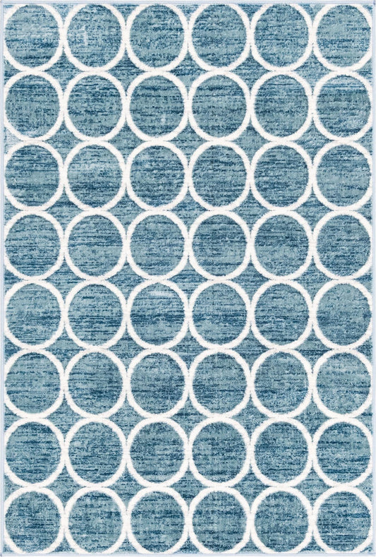 Garden Maze Retreat Collection Area Rug -  Ivyhaven Rectangle Blue Main