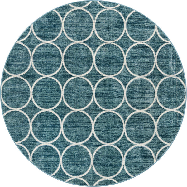 Garden Maze Retreat Collection Area Rug -  Ivyhaven Round Blue  lifestyle 51