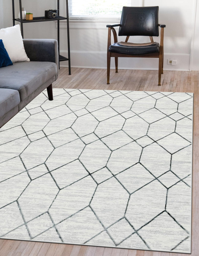 Garden Maze Retreat Collection Area Rug -  Greenbower Rectangle White  lifestyle 5