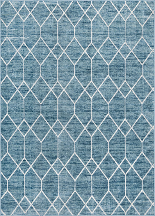 Garden Maze Retreat Collection Area Rug -  Greenbower Rectangle Blue Main