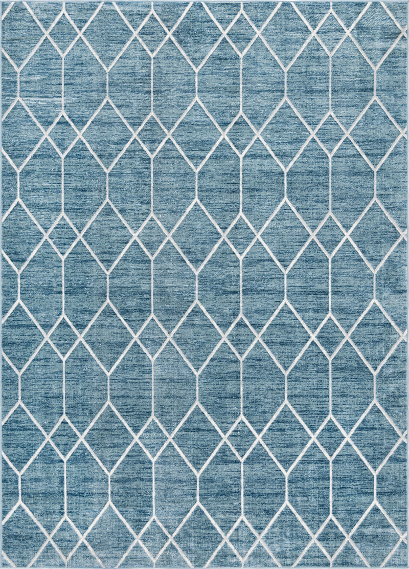 Garden Maze Retreat Collection Area Rug -  Greenbower Rectangle Blue Main