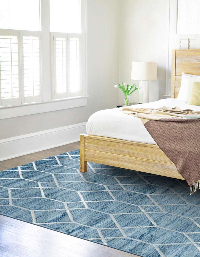 Garden Maze Retreat Collection Area Rug -  Greenbower Rectangle Blue  lifestyle 7