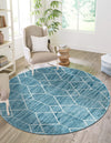 Garden Maze Retreat Collection Area Rug -  Greenbower Round Blue  lifestyle 58