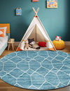 Garden Maze Retreat Collection Area Rug -  Greenbower Round Blue  lifestyle 67