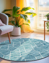 Garden Maze Retreat Collection Area Rug -  Greenbower Round Blue  lifestyle 76
