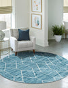 Garden Maze Retreat Collection Area Rug -  Greenbower Round Blue  lifestyle 101