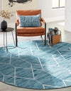 Garden Maze Retreat Collection Area Rug -  Greenbower Round Blue  lifestyle 106