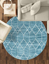 Garden Maze Retreat Collection Area Rug -  Greenbower Round Blue  lifestyle 111