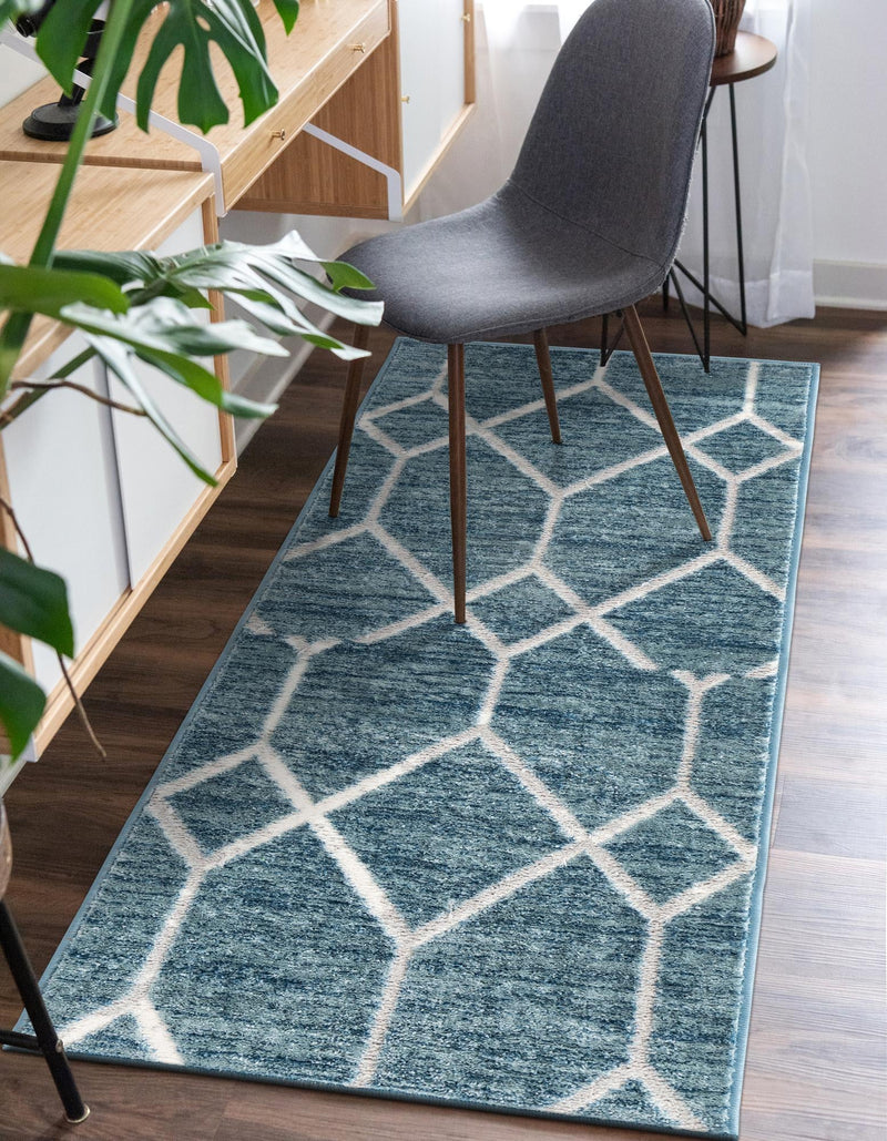 Garden Maze Retreat Collection Area Rug -  Greenbower Runner Blue  lifestyle 77