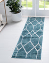 Garden Maze Retreat Collection Area Rug -  Greenbower Runner Blue  lifestyle 87