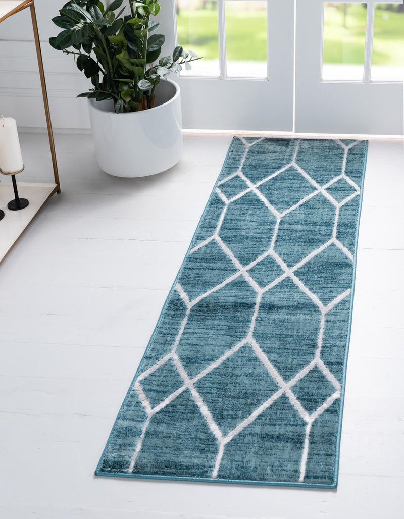 Garden Maze Retreat Collection Area Rug -  Greenbower Runner Blue  lifestyle 87
