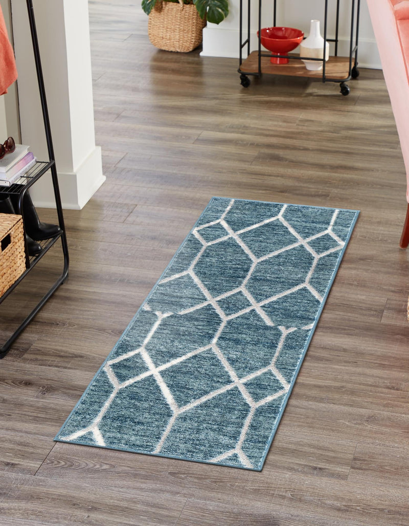 Garden Maze Retreat Collection Area Rug -  Greenbower Runner Blue  lifestyle 97