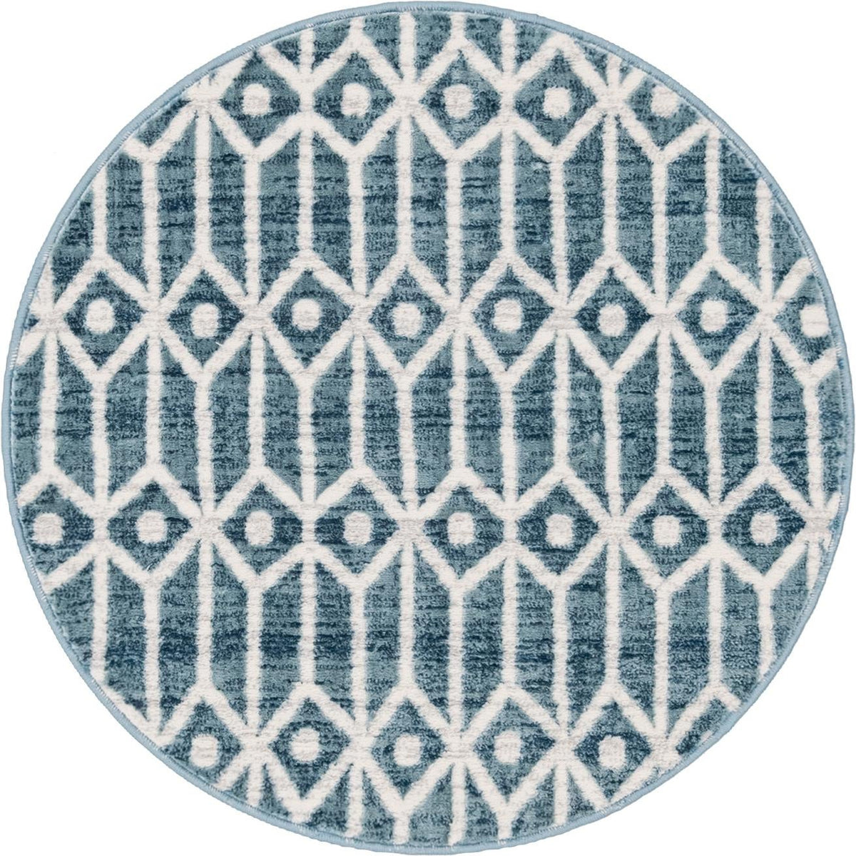Garden Maze Retreat Collection Area Rug -  Mazeview Round Blue  lifestyle 64