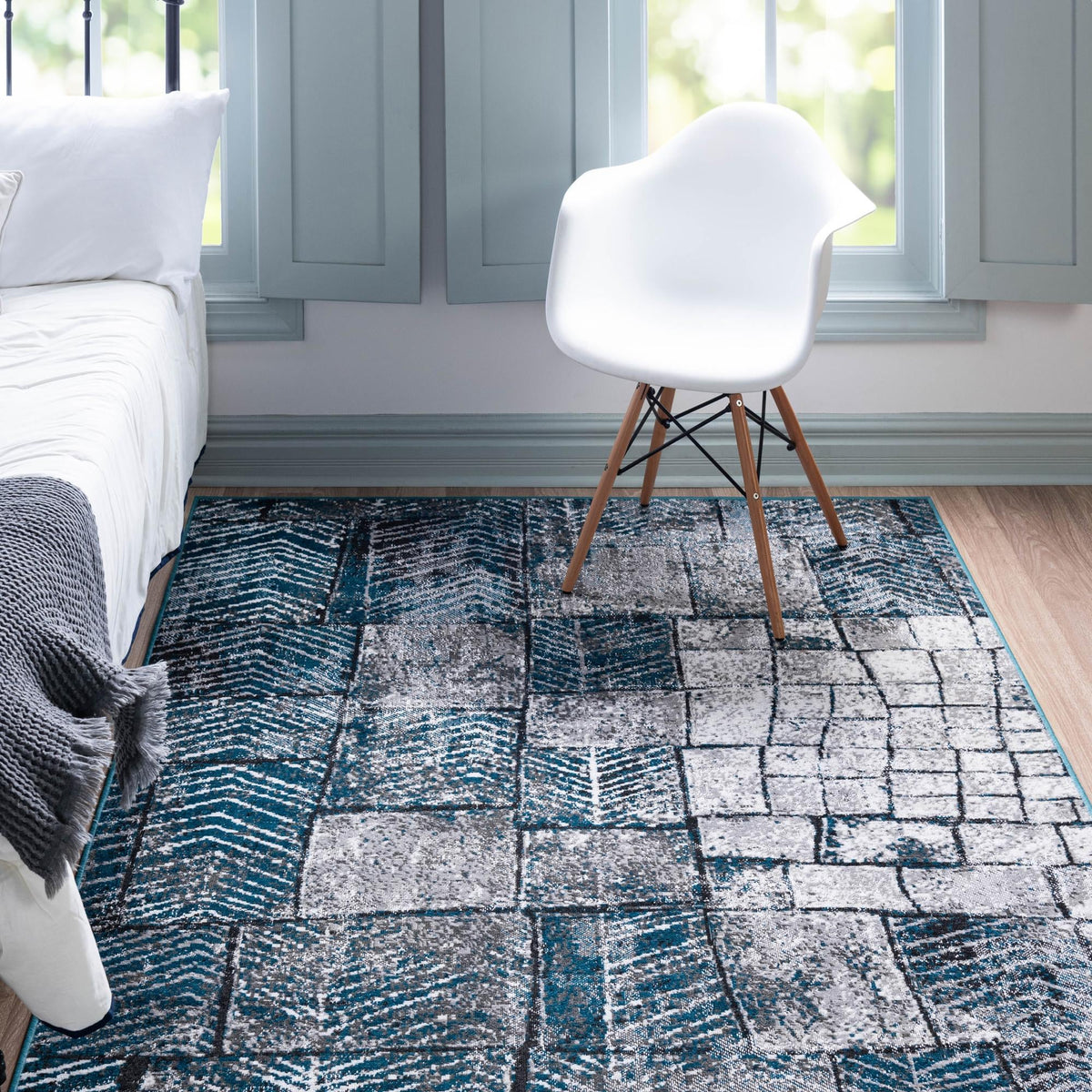 Seville Elegance Collection Area Rug - Cordoba Rectangle Gray Blue  lifestyle 5