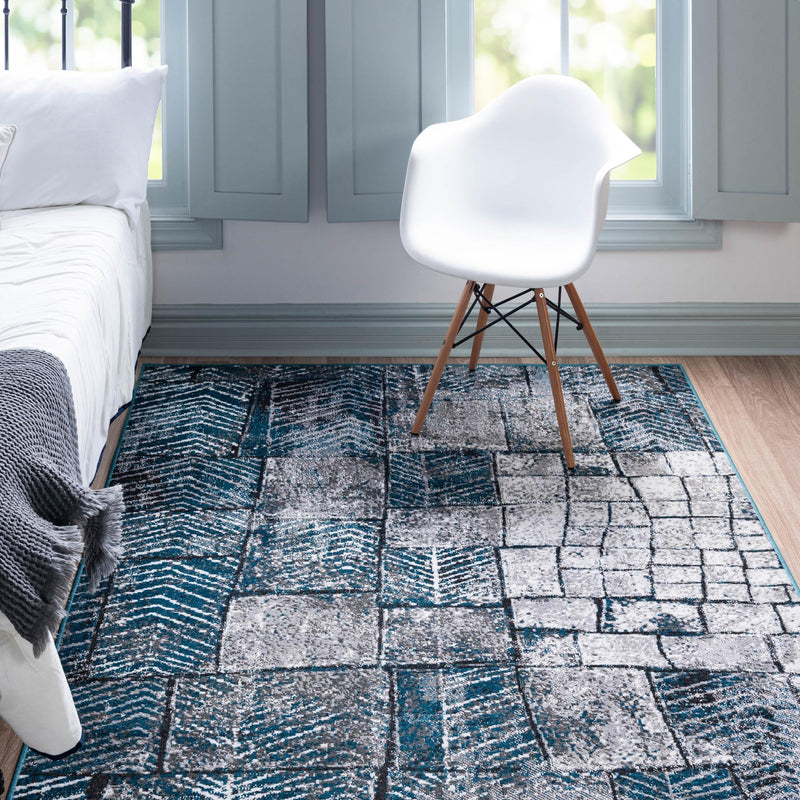 Seville Elegance Collection Area Rug - Cordoba Rectangle Gray Blue  lifestyle 5