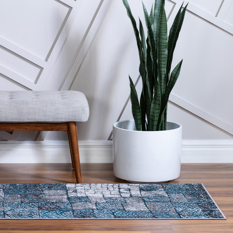 Seville Elegance Collection Area Rug - Cordoba Runner Gray Blue  lifestyle 20