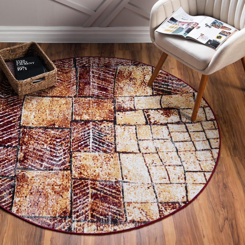 Seville Elegance Collection Area Rug - Cordoba Round Rust Red  lifestyle 29