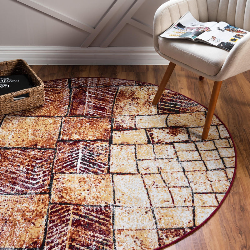 Seville Elegance Collection Area Rug - Cordoba Round Rust Red  lifestyle 33